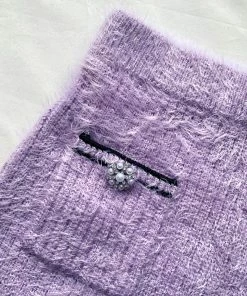 Self-portrait Lilac Fluffy Knit Skirt READY TO WEAR