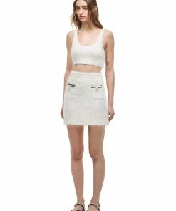 Self-portrait READY TO WEAR White Fluffy Knit Skirt