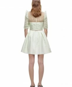 Self-portrait Pastel Jade Taffeta Mini Dress READY TO WEAR