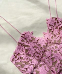 Self-portrait READY TO WEAR Bubble-Gum Azaelea Lace Mini Dress