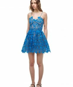 Self-portrait READY TO WEAR Vivid Blue Azaelea Lace Mini Dress