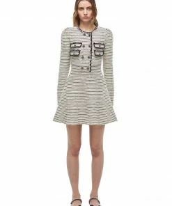 Self-portrait READY TO WEAR Cream And Black Melange Knit Dress