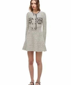 Self-portrait READY TO WEAR Cream And Black Melange Knit Dress