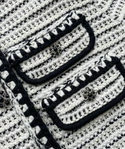 Self-portrait READY TO WEAR Cream And Black Melange Knit Dress