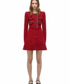 Self-portrait READY TO WEAR Red Melange A-Line Knit Dress