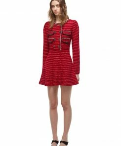 Self-portrait READY TO WEAR Red Melange A-Line Knit Dress