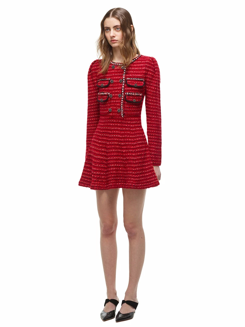 Self-portrait READY TO WEAR Red Melange A-Line Knit Dress