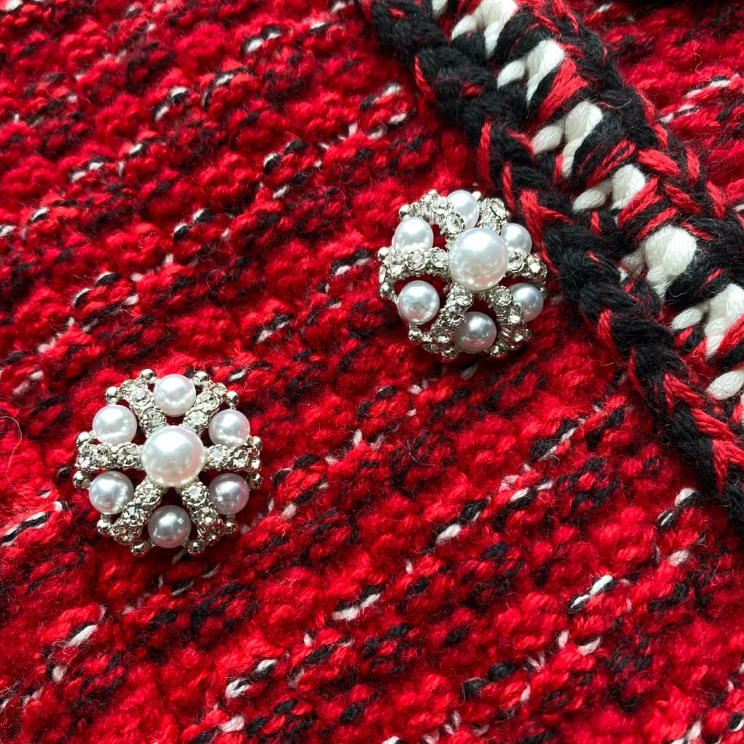 Self-portrait READY TO WEAR Red Melange A-Line Knit Dress