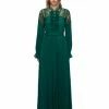 Self-portrait Deep Green Chiffon Maxi Dress