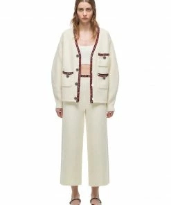 Self-portrait Ivory Metallic Knit Cardigan