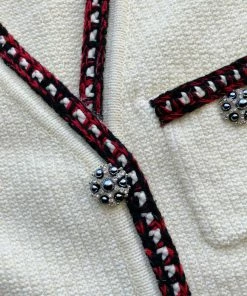 Self-portrait Ivory Metallic Knit Cardigan