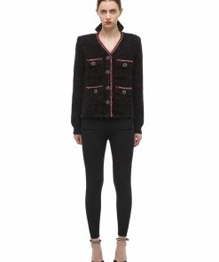 Self-portrait Black Metallic Yarn Cardigan READY TO WEAR