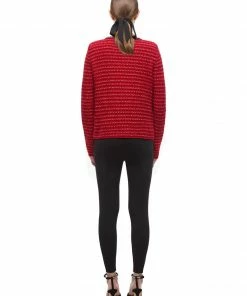 Self-portrait Oversized Red Melange Knit Cardigan READY TO WEAR