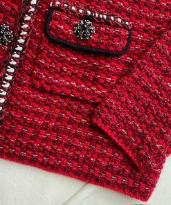 Self-portrait Oversized Red Melange Knit Cardigan READY TO WEAR