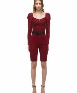 Self-portrait READY TO WEAR Oxblood Knitted Short