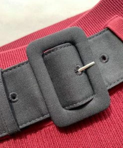 Self-portrait READY TO WEAR Oxblood Knitted Short