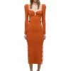 Self-portrait Cinnamon Lace Knit Midi Dress READY TO WEAR