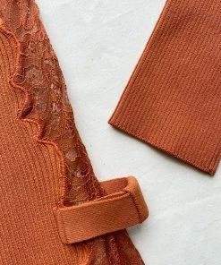 Self-portrait Cinnamon Lace Knit Midi Dress READY TO WEAR