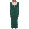 Self-portrait READY TO WEAR Deep Green Lace Knit Midi Dress