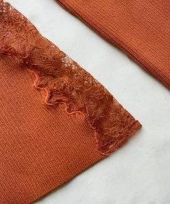 Self-portrait Cinnamon Ribbed Knit Top