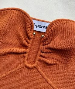 Self-portrait Cinnamon Ribbed Knit Top