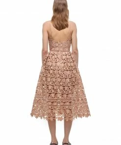 Self-portrait READY TO WEAR Taupe Azaelea Lace Midi Dress