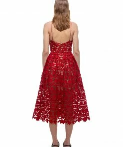Self-portrait Red Azaelea Lace Midi Dress