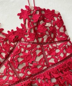 Self-portrait Red Azaelea Lace Midi Dress