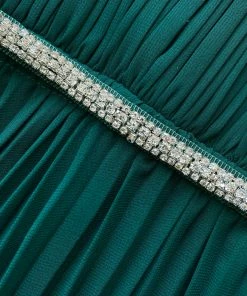 Self-portrait Deep Green Chiffon Midi Dress READY TO WEAR