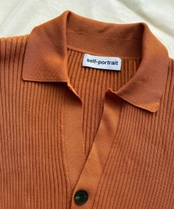 Self-portrait READY TO WEAR Cinnamon Ribbed Knit Midi Dress