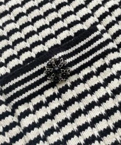 Self-portrait Black And White Melange Knit Cardigan