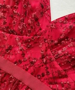 Self-portrait Red Sequin Midi Dress READY TO WEAR