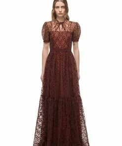 Self-portrait READY TO WEAR Grid Sequin Maxi Dress