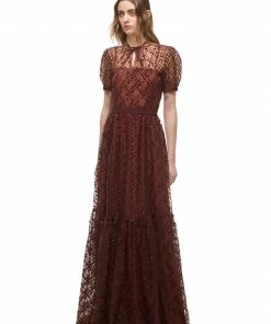 Self-portrait READY TO WEAR Grid Sequin Maxi Dress