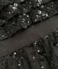 Self-portrait READY TO WEAR Black Grid Sequin Tiered Midi Dress