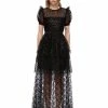 Self-portrait Black Grid Sequin Tiered Maxi Dress READY TO WEAR