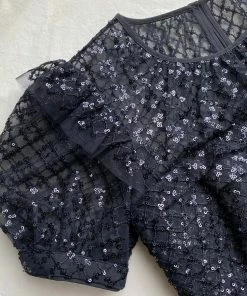 Self-portrait Black Grid Sequin Tiered Maxi Dress READY TO WEAR