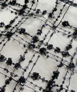 Self-portrait Black Grid Sequin Tiered Skirt READY TO WEAR