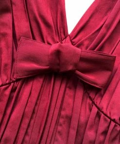 Self-portrait Oxblood Bow Detail Midi Dress READY TO WEAR