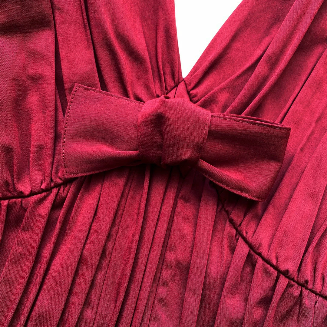 Self-portrait Oxblood Bow Detail Midi Dress READY TO WEAR