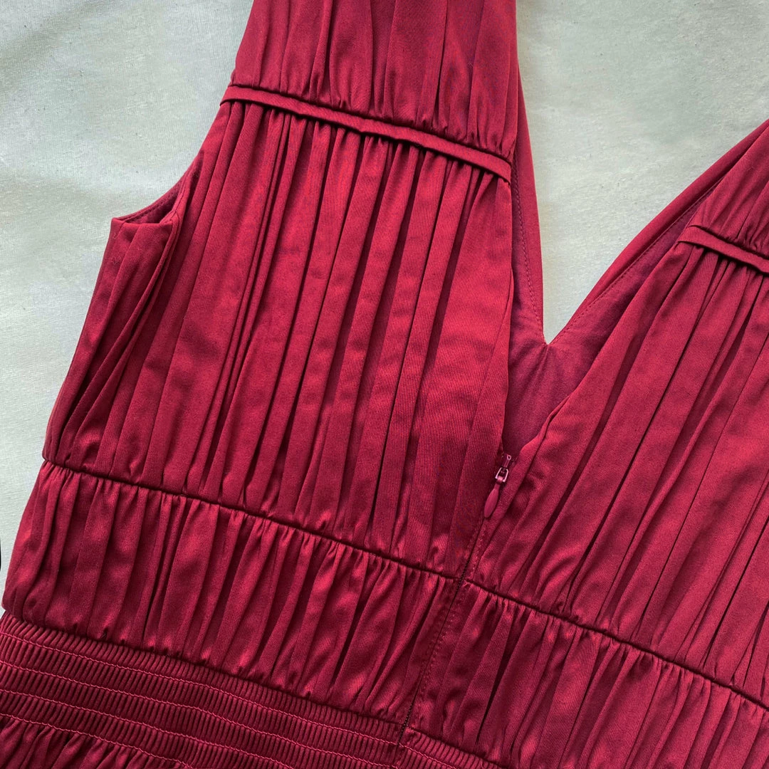 Self-portrait Oxblood Bow Detail Midi Dress READY TO WEAR