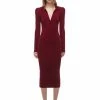 Self-portrait Oxblood Cashmere Midi Dress