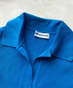 Self-portrait READY TO WEAR Vivid Blue Ribbed Knit Midi Dress