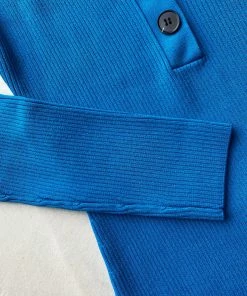 Self-portrait READY TO WEAR Vivid Blue Ribbed Knit Midi Dress