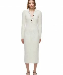 Self-portrait White Fluffy Knit Dress READY TO WEAR