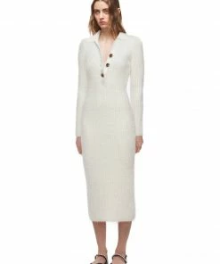 Self-portrait White Fluffy Knit Dress READY TO WEAR