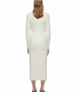 Self-portrait White Fluffy Knit Dress READY TO WEAR