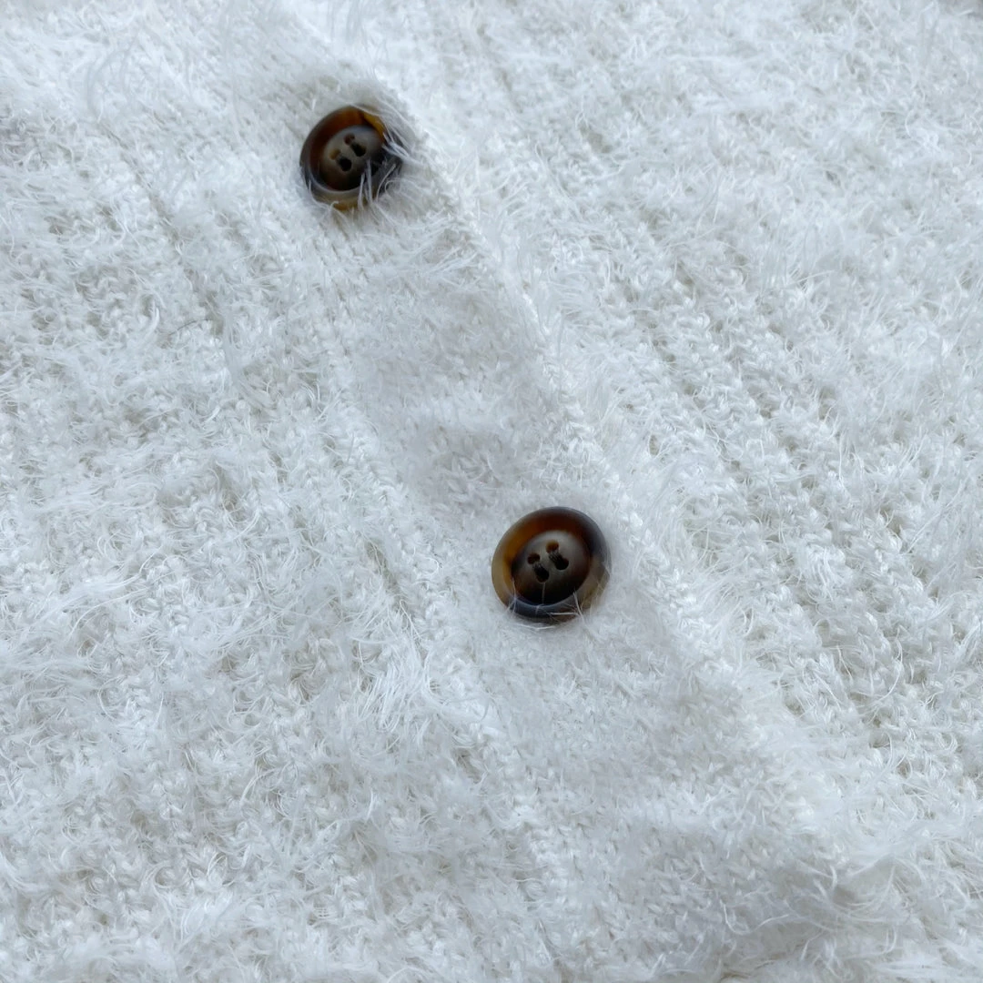 Self-portrait White Fluffy Knit Dress READY TO WEAR