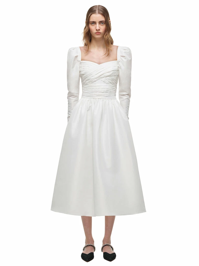 Self-portrait Gathered Bodice Midi Dress