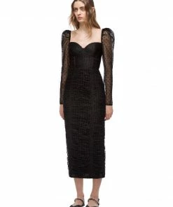 Self-portrait Dot Mesh Gathered Midi Dress READY TO WEAR